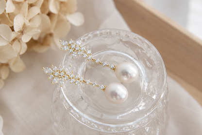 Iridescent Freshwater Pearl Floral Drop Earrings