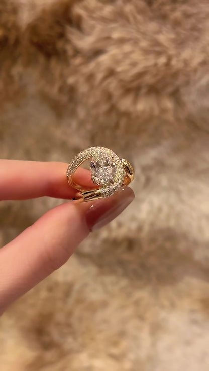 Front view of lab-grown diamond double halo engagement ring for proposal moments
