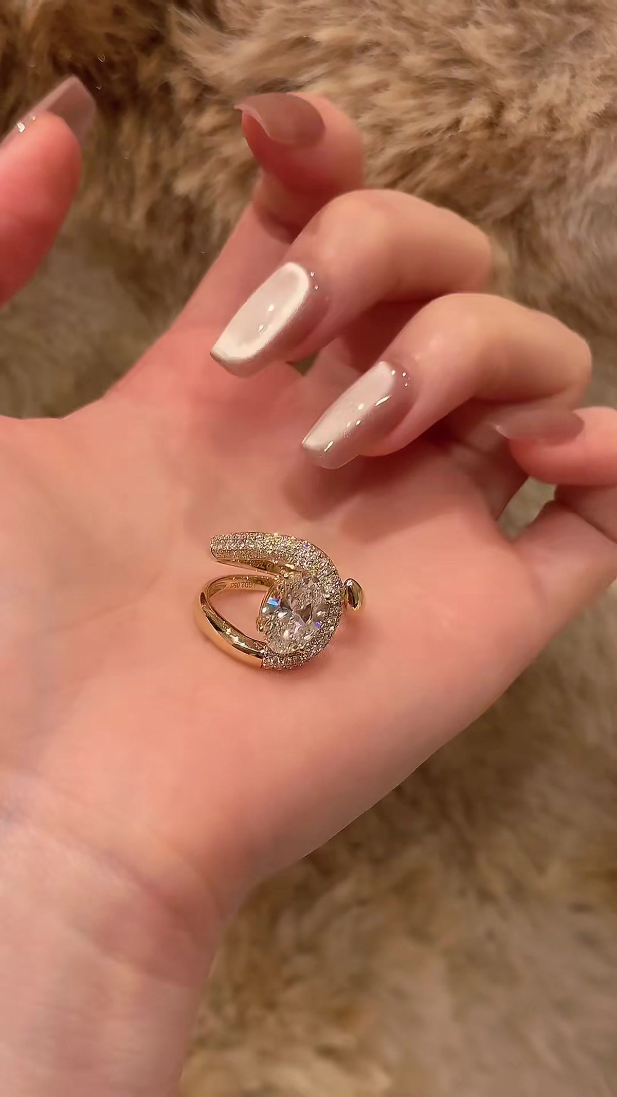 Styled view of lab-grown diamond double halo engagement ring for proposal moments