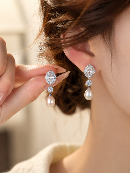 Iridescent Freshwater Pearl Drop Earrings