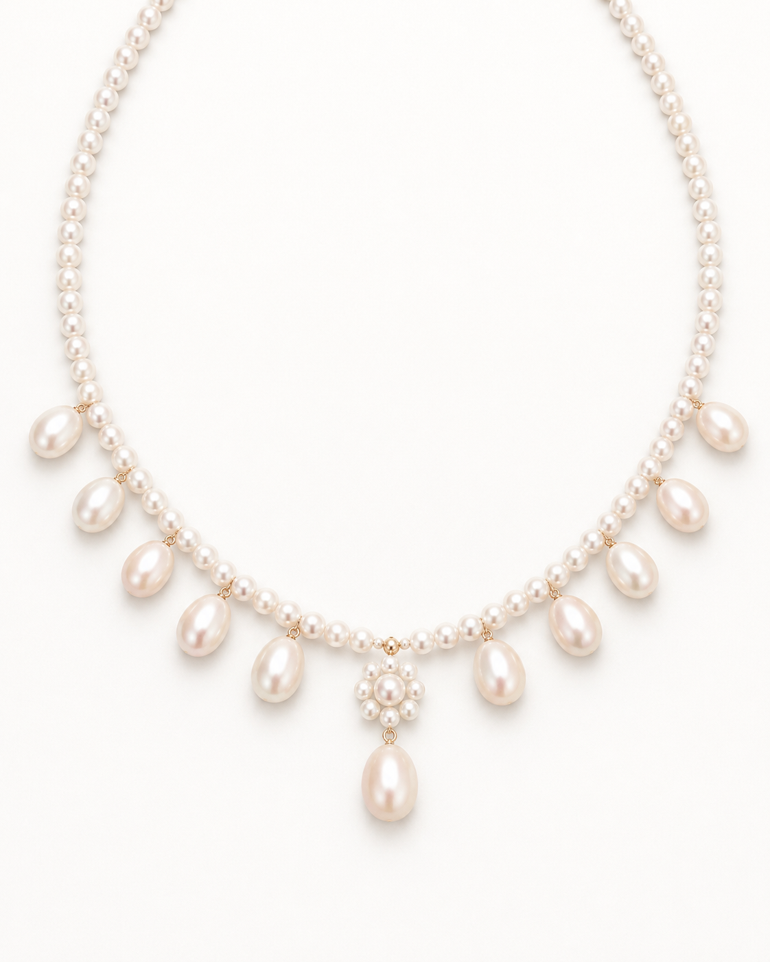 Belle 9mm Freshwater Pearl Drop Accent Necklace in Sterling Silver