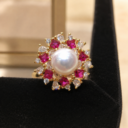 Iridescent Freshwater Pearl Halo Ring