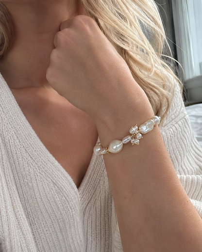 Barockperlen-Armband Damen mit Süßwasserperlen – goldfarbene Details