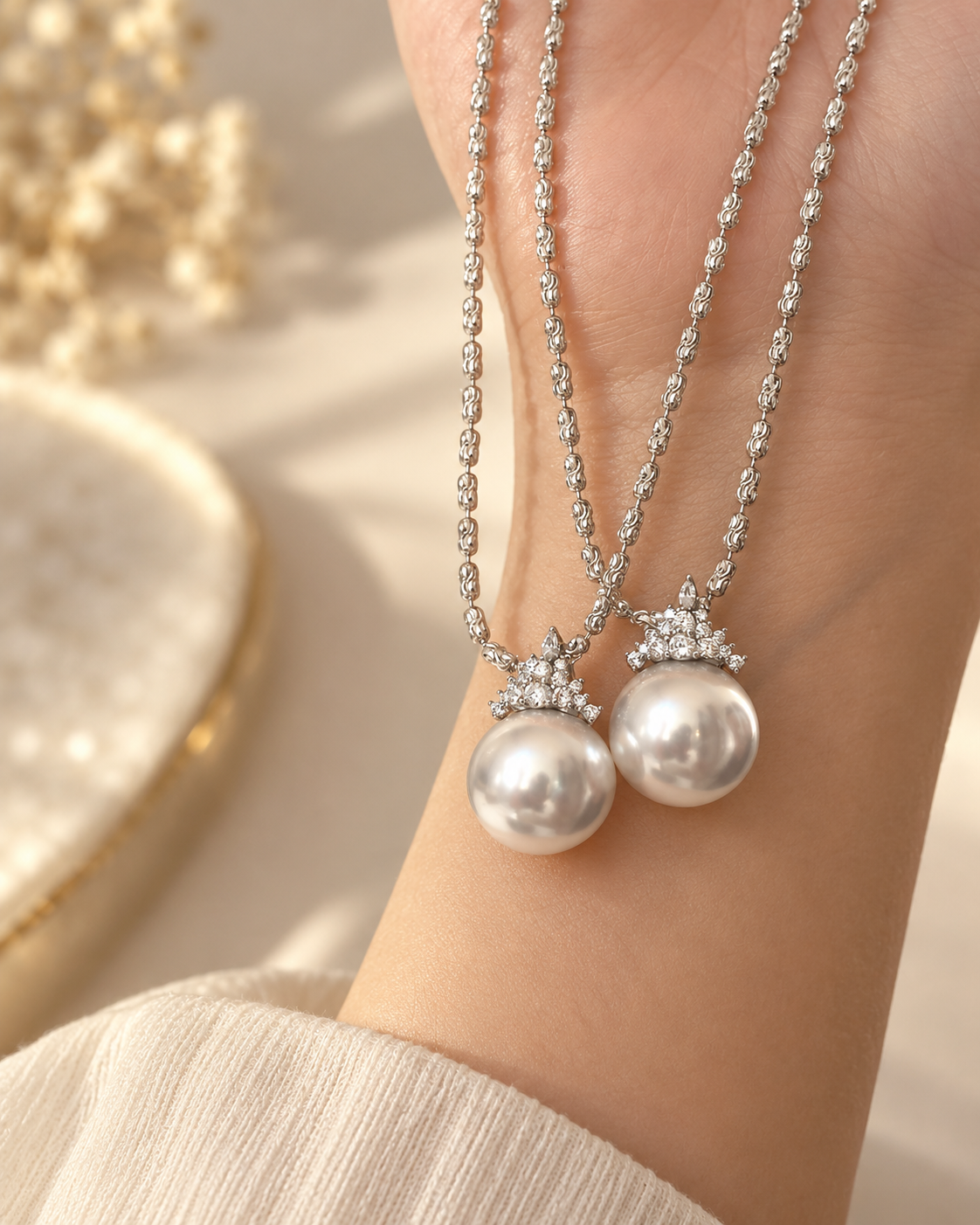 Edison 12–13mm Freshwater Pearl Necklace in S925 Silver – image 6