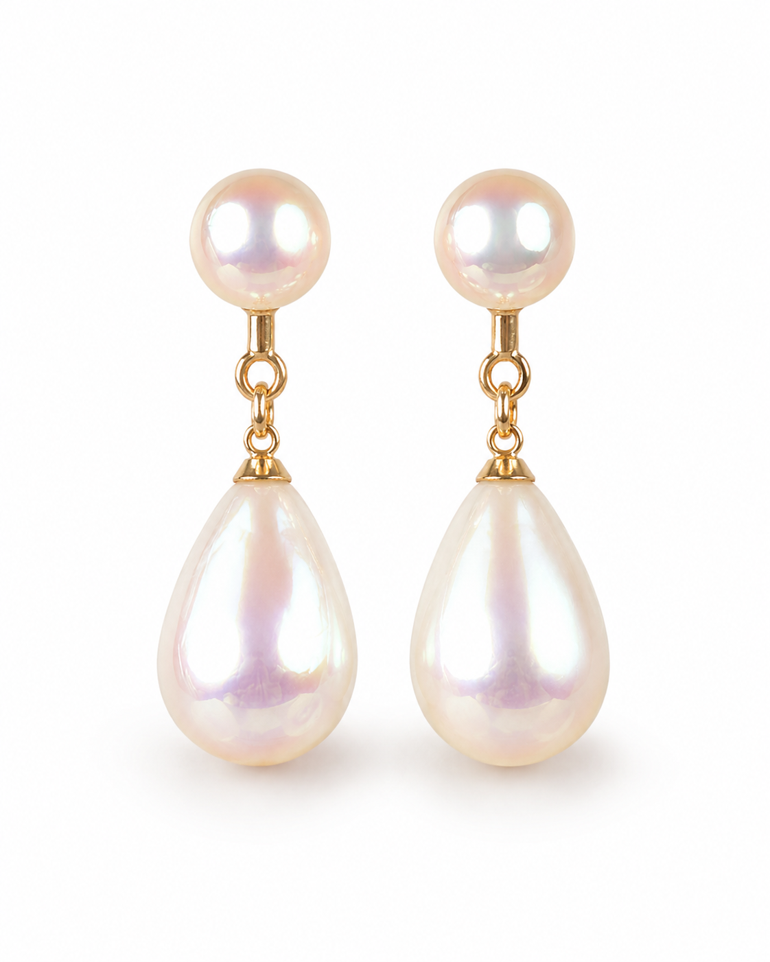 Iridescent Freshwater Pearl Teardrop Earrings