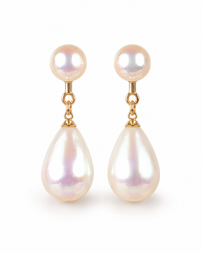 Iridescent Freshwater Pearl Teardrop Earrings
