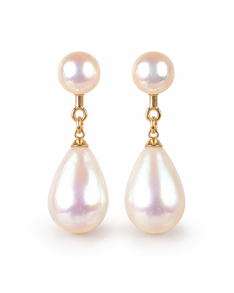 Iridescent Freshwater Pearl Teardrop Earrings