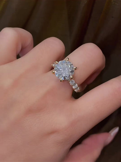 Close-up of lab-grown diamond floral cluster statement ring for cocktail parties