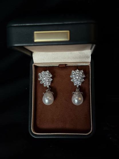 Styled view of edge pendant high-lustre freshwater pearl necklace for weddings
