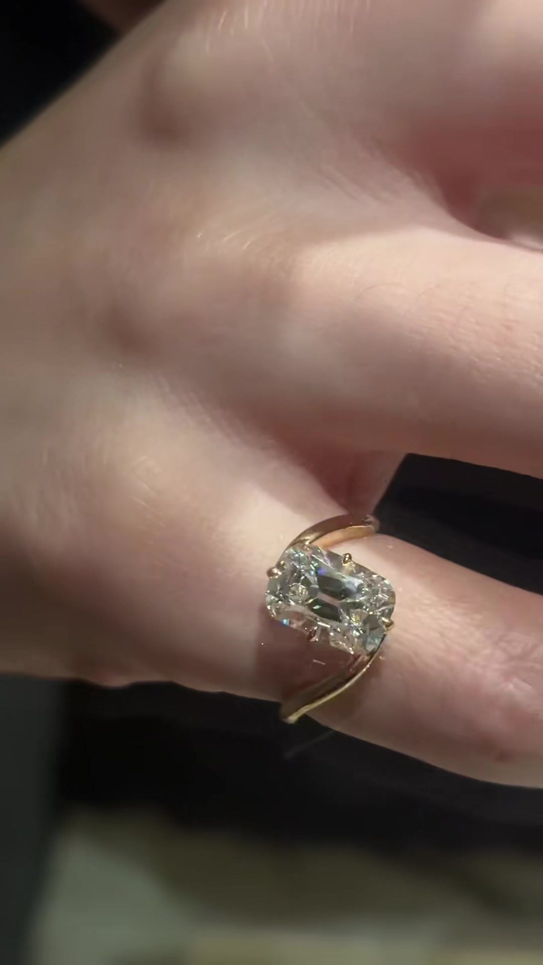 Styled view of lab-grown diamond old mine cushion engagement ring for vintage-inspired proposals
