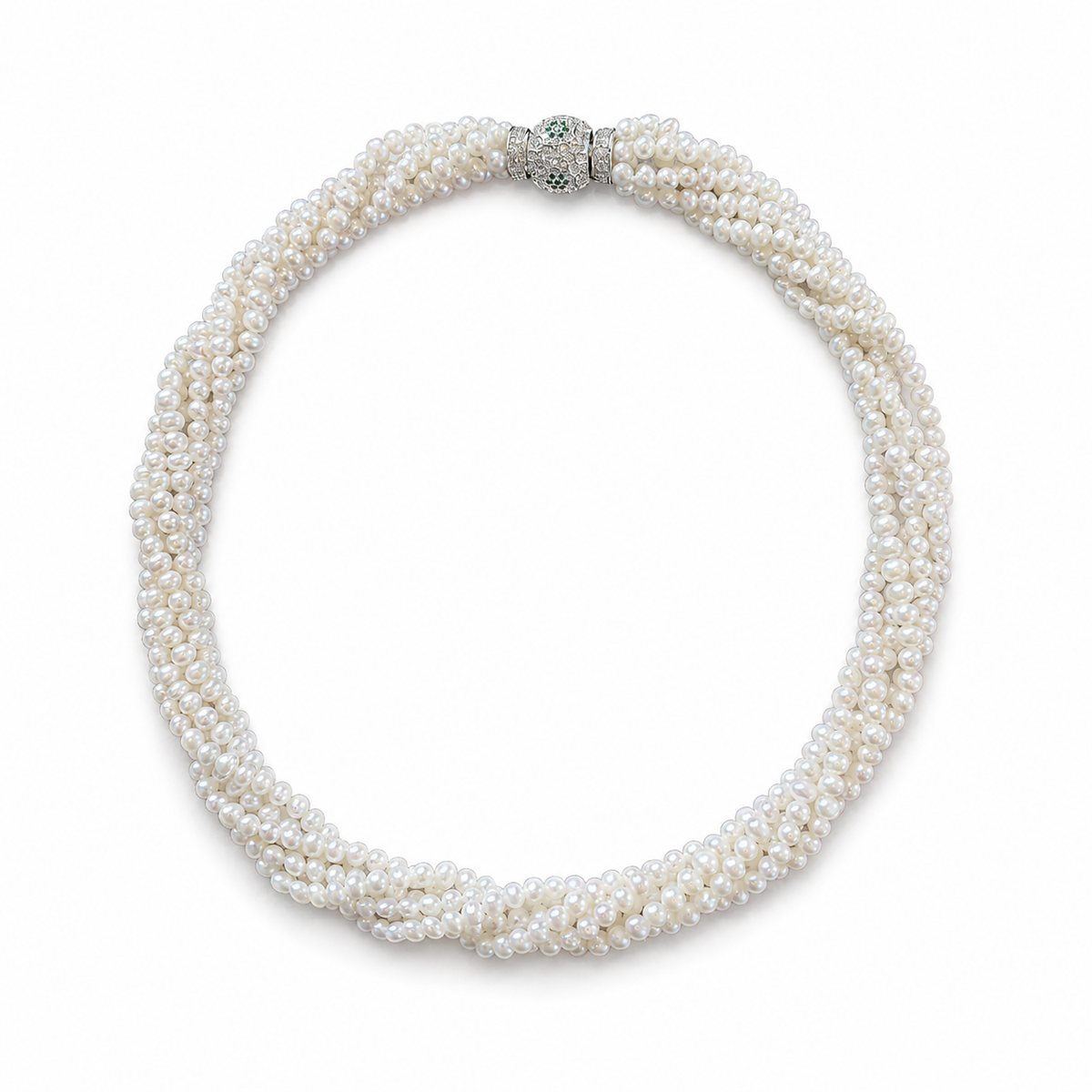 Lumière multi-strand freshwater pearl choker on a white background