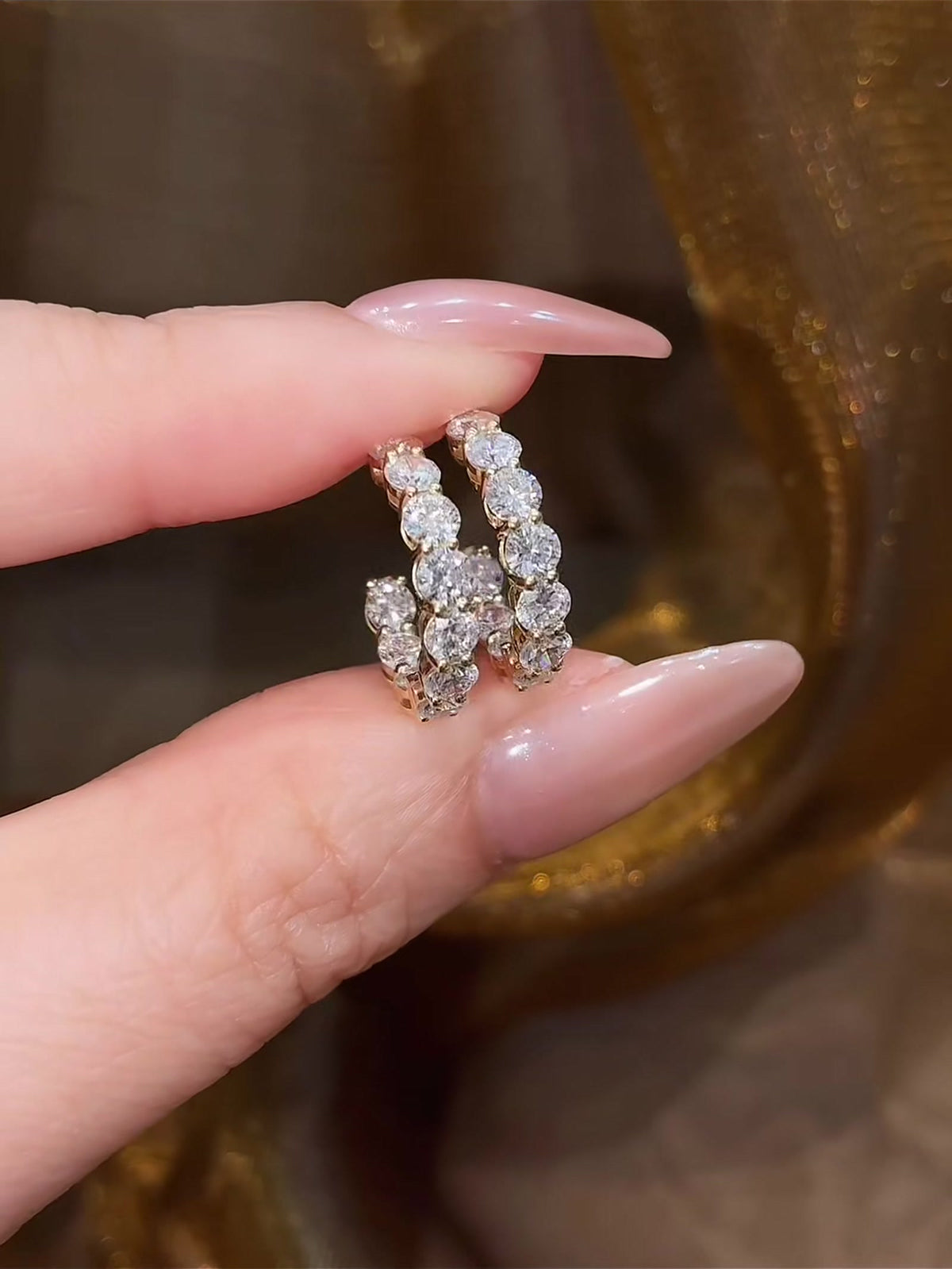 Front view of Luna lab-grown diamond crescent ring for date nights