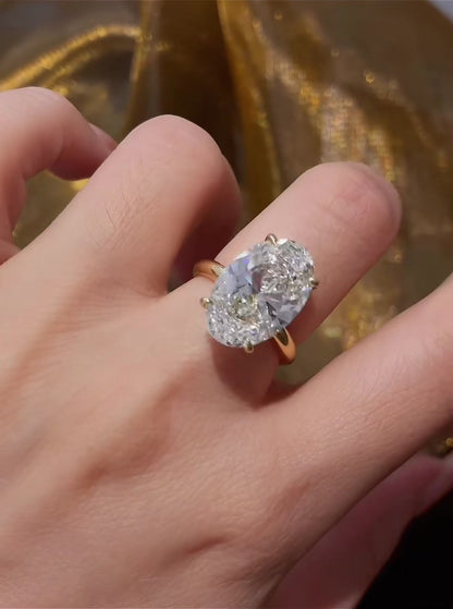 Close-up of lab-grown diamond oversized oval statement ring for luxury proposals