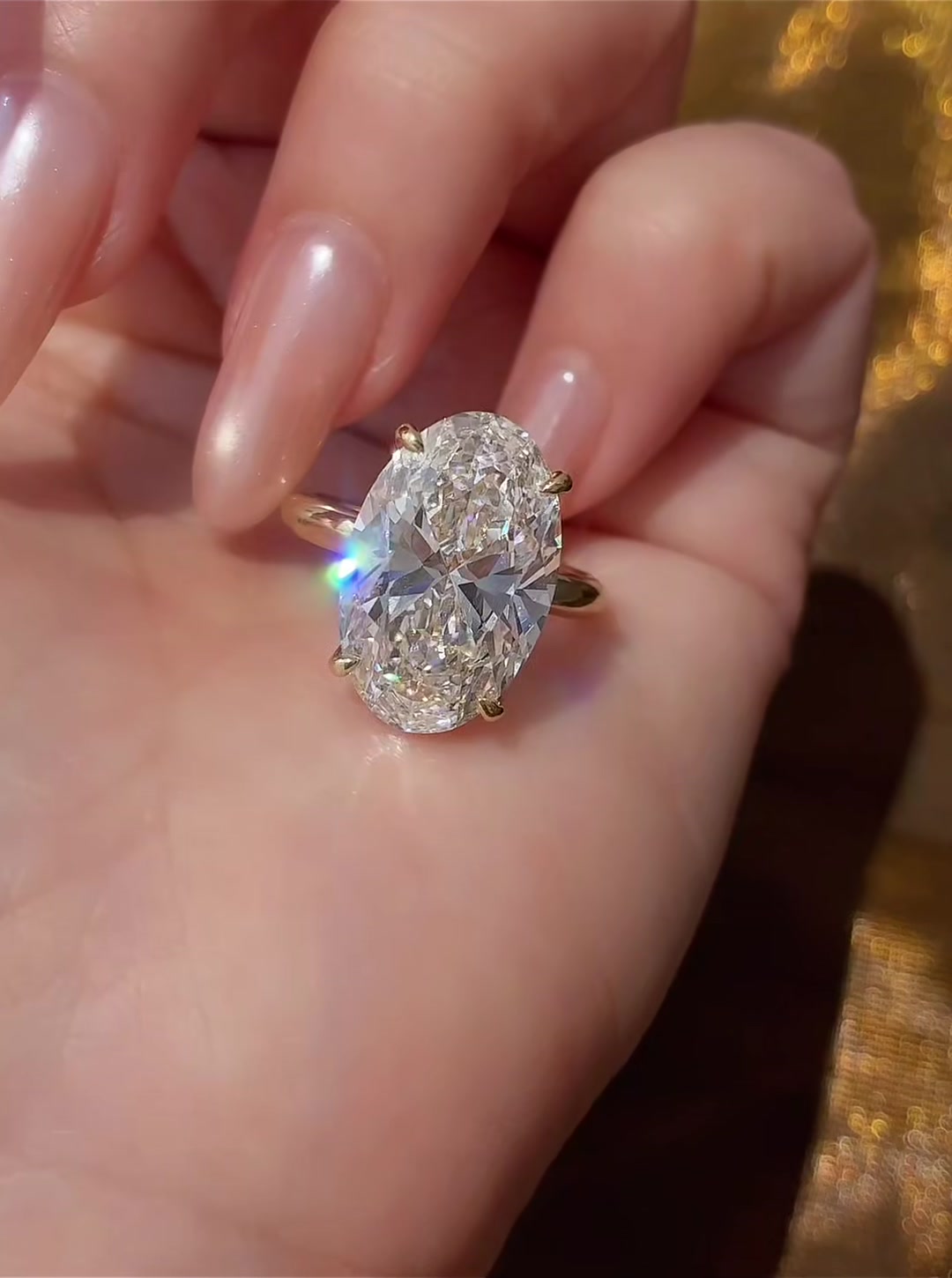 Styled view of lab-grown diamond oversized oval statement ring for luxury proposals
