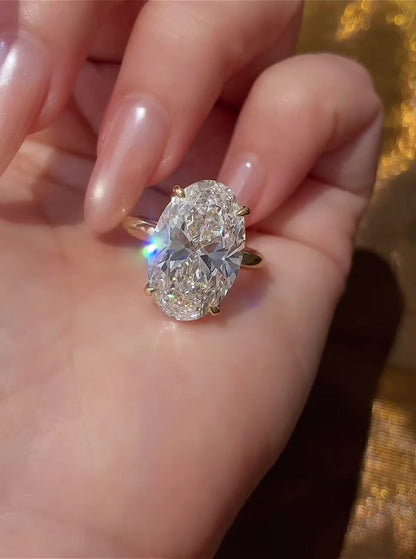 Styled view of lab-grown diamond oversized oval statement ring for luxury proposals