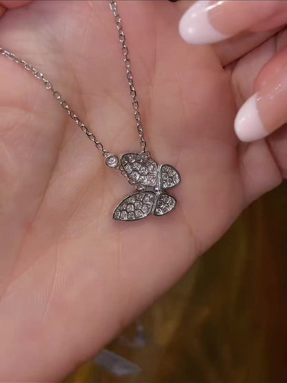 Styled view of lab-grown diamond butterfly pendant necklace for birthday gifts