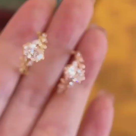 Video of lab-grown diamond vine engagement ring for nature-inspired proposals