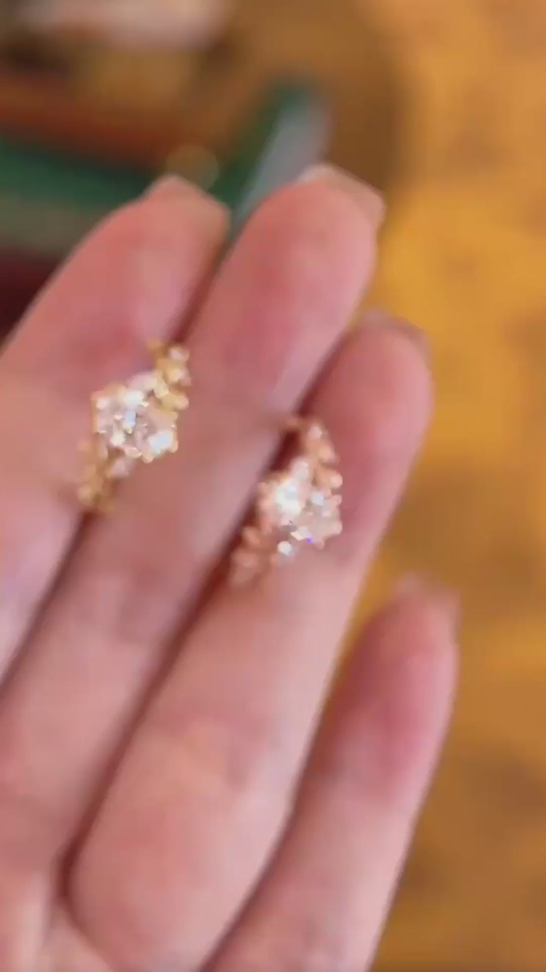 Video of lab-grown diamond vine engagement ring for nature-inspired proposals