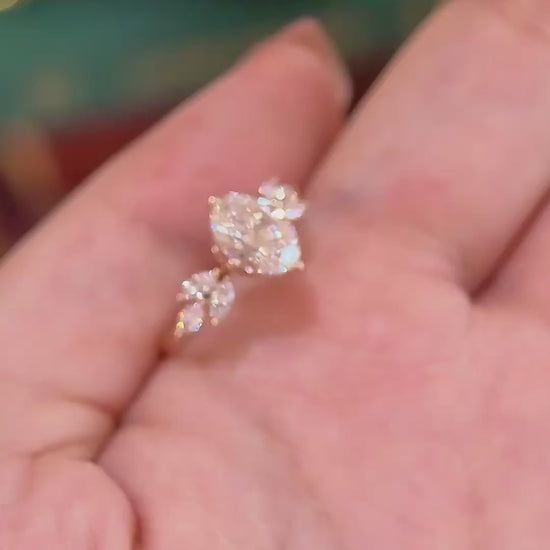 Video of lab-grown diamond floral bridal engagement ring for romantic proposals