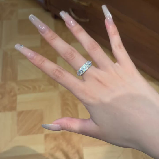 Video of lab-grown diamond wide pave hoop earrings for wedding guest outfits