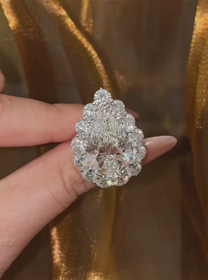 Video of lab-grown pink diamond floral cocktail statement ring for gala evenings