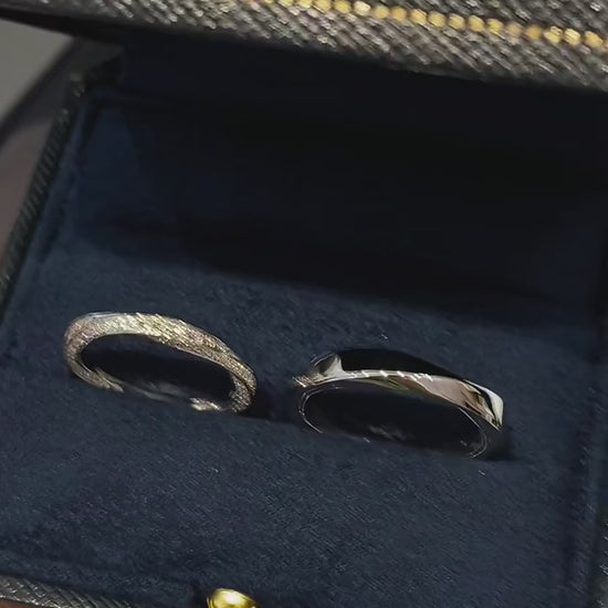 Video of lab-grown diamond matching couple wedding ring set for civil weddings