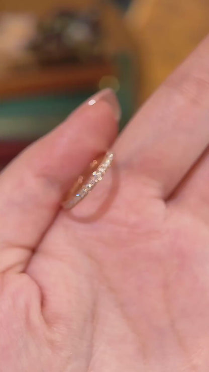 Video of lab-grown diamond rose gold pave wedding band for wedding ring stacks