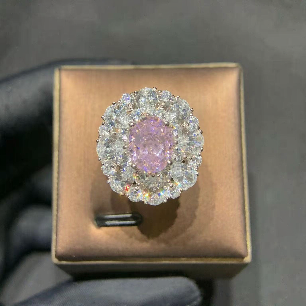 Rosaline Lab-Grown Padparadscha Halo Ring