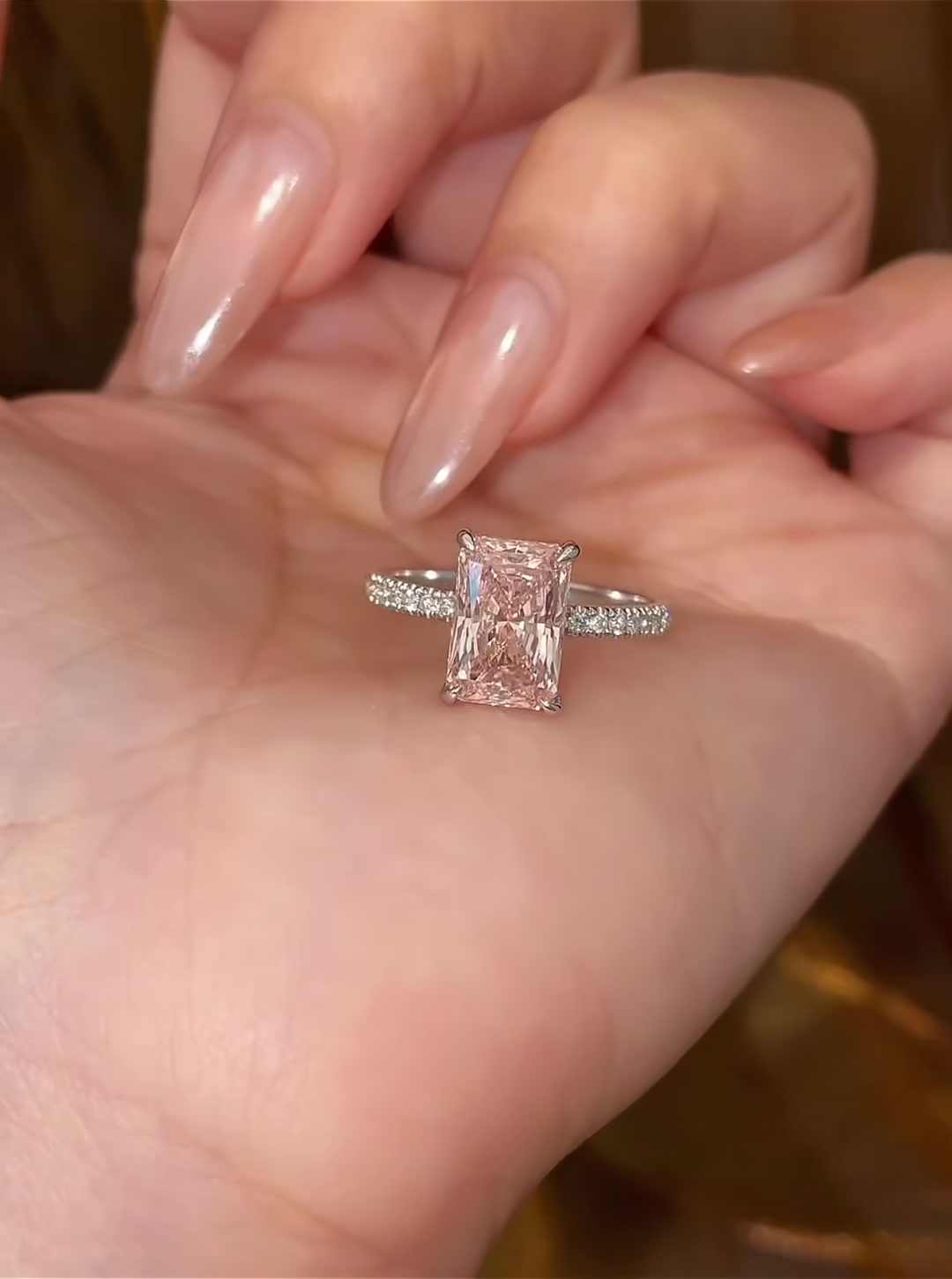 Rosette Lab-Grown Pink Diamond Radiant Ring