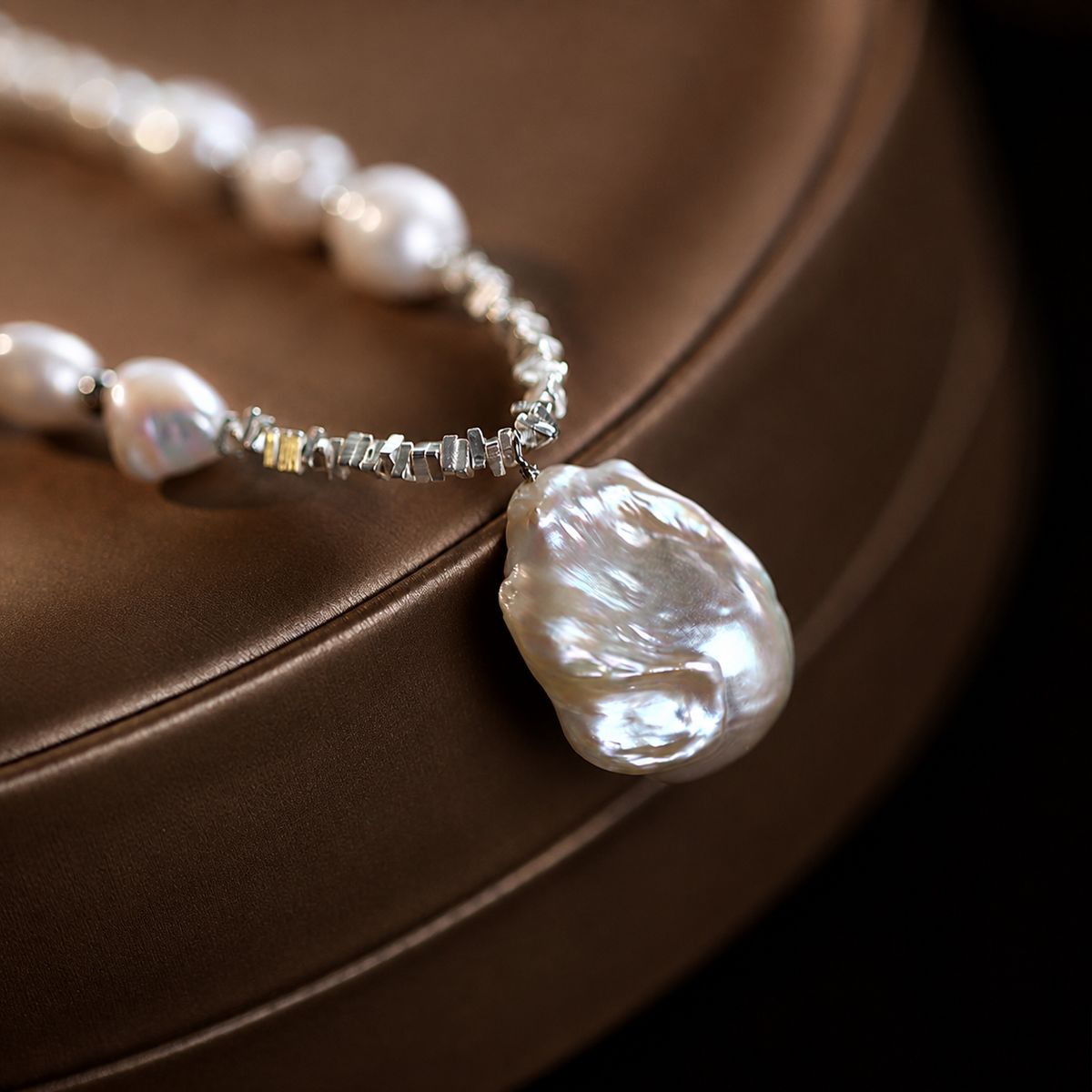 Selene Baroque Freshwater Pearl Pendant Necklace in Sterling Silver