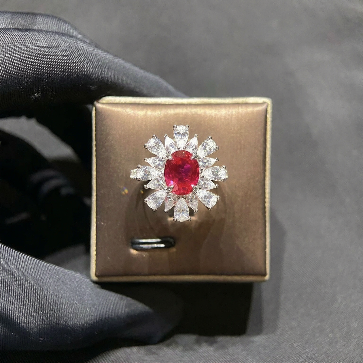 Soleil Lab-Grown Ruby Floral Ring