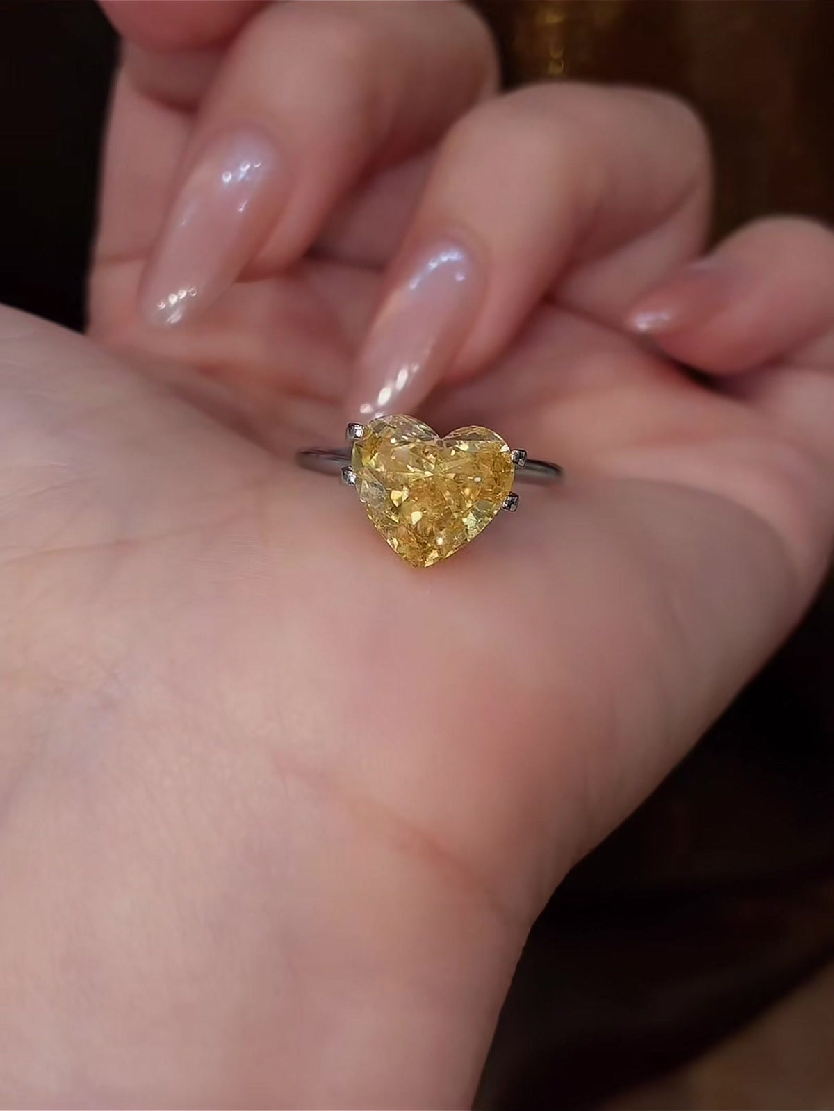 Soleil Lab-Grown Yellow Diamond Heart Ring
