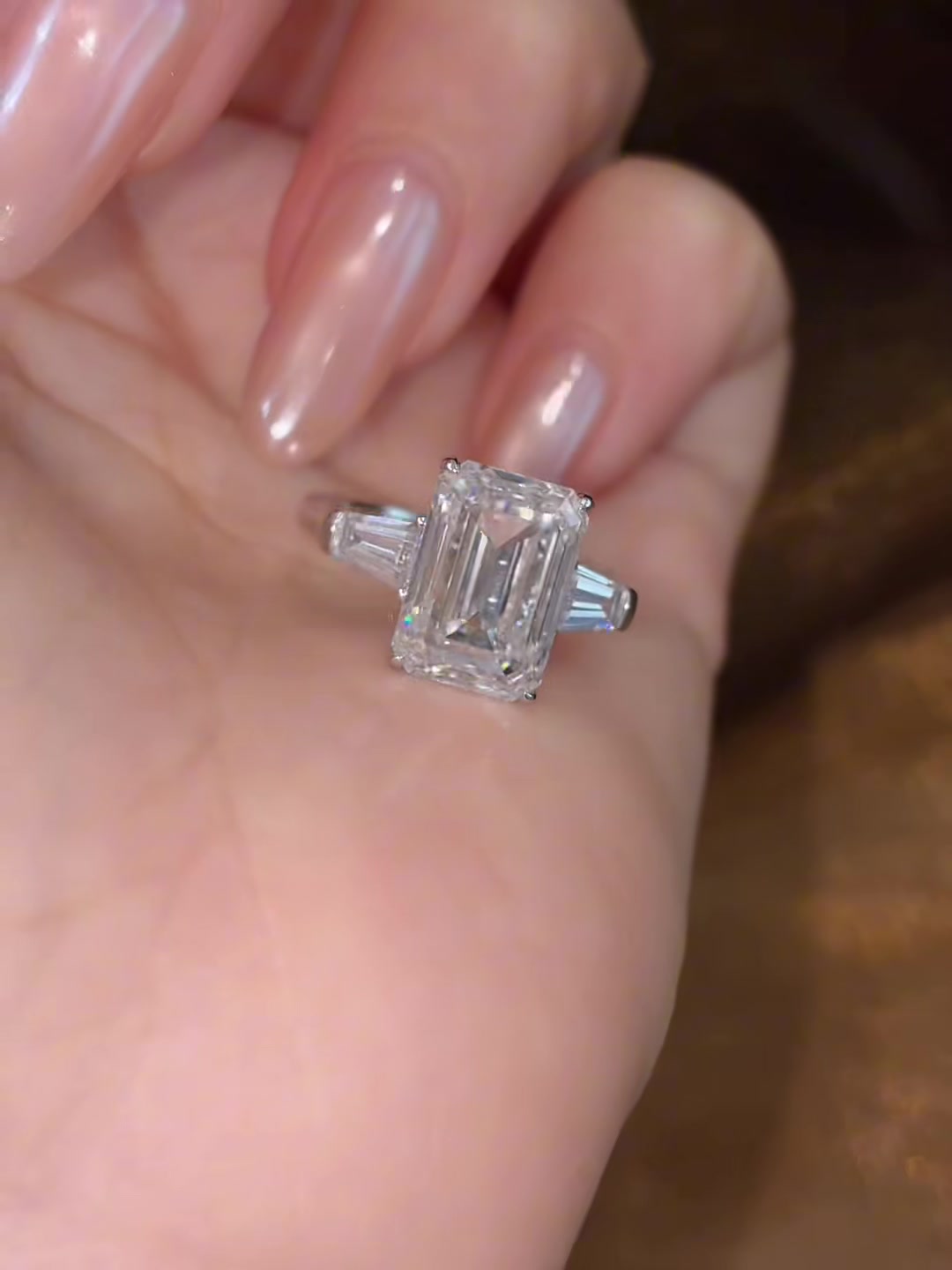 Triomphe Lab-Grown Diamond Emerald Cut Trilogy Ring