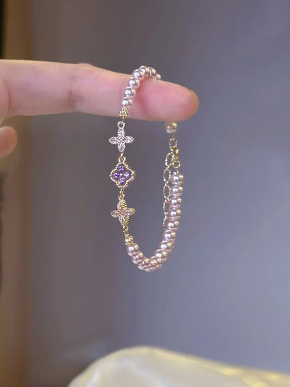 Close-up of double-strand high-lustre freshwater pearl bracelet for bridal styling